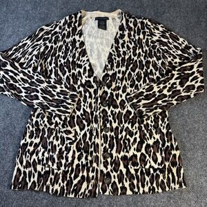 Grace Elements Sweater Womens Size Large‎ Leopard Print Cardigan Button up